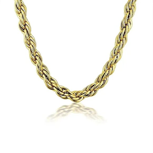 3/$35 18K Gold Plated Twist Rope Stainless Steel Necklace 5mm Jewelry Gift - Picture 7 of 7